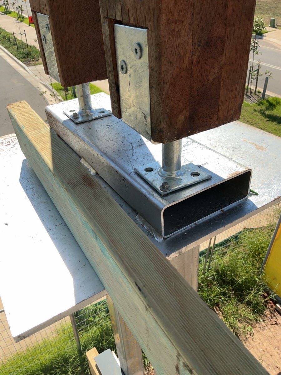 Extra fixing required at post feet, Oran Park