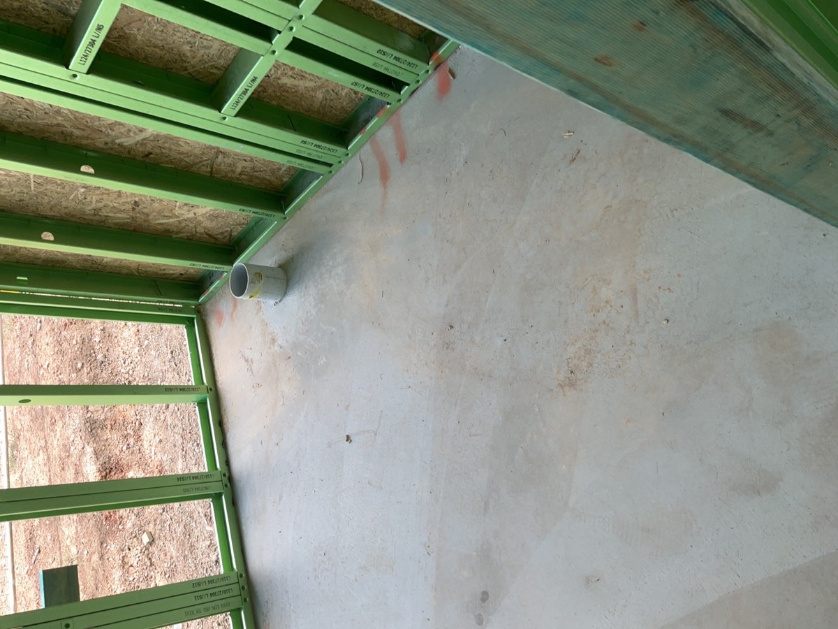 Uncapped sewer pipe, recorded during a frame inspection in Oran Park